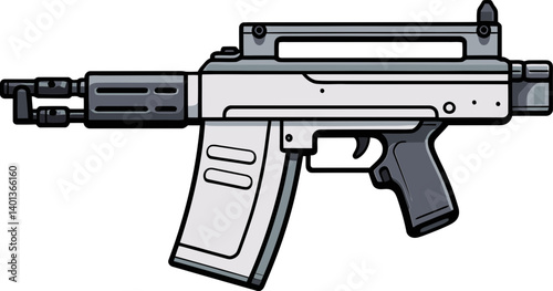 Black Submachine Gun Icon in Submachine Gun with Red Dot Scope PNG