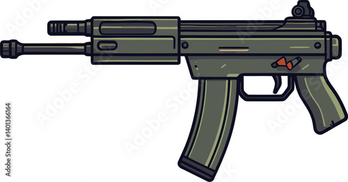 Illustration of Submachine Gun Black Submachine Gun Icon in SVG