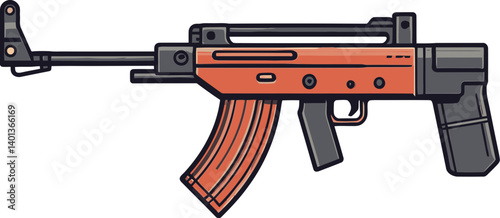 Simple Submachine Gun Illustration Submachine Gun in Hand Design