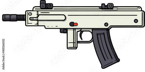 Submachine Gun with Laser in Format Submachine Gun with Folding Stock SVG