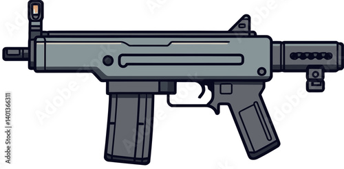 High-Speed Submachine Gun PNG Submachine Gun with Laser in Format