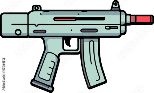 Submachine Gun with Extended Magazine PNG Digital Submachine Gun Icon in SVG