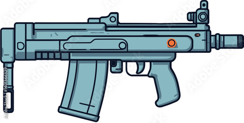 Close-Up Submachine Gun with Scope PNG Submachine Gun with Flashlight Art