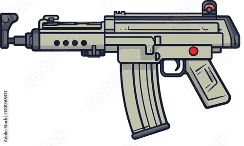 Submachine Gun with Folding Stock Close-Up Submachine Gun with Scope PNG