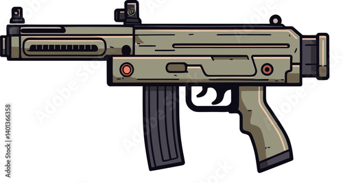 Submachine Gun with Metal Finish Submachine Gun with Vertical Grip PNG