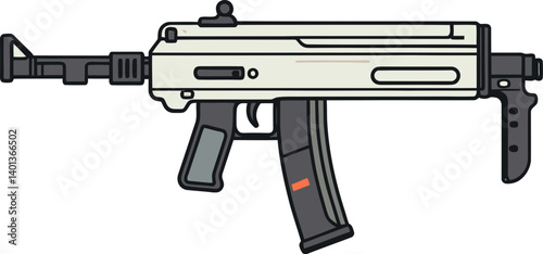 Submachine Gun with Tactical Rail of Submachine Gun with Firing Muzzle