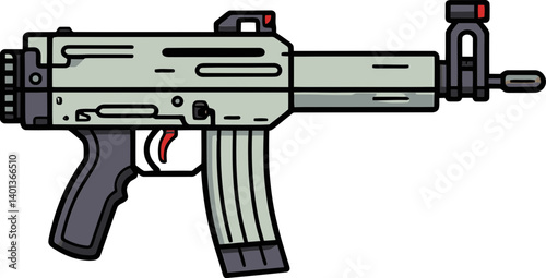 of Submachine Gun with Firing Muzzle Submachine Gun Icon with Flashlight PNG