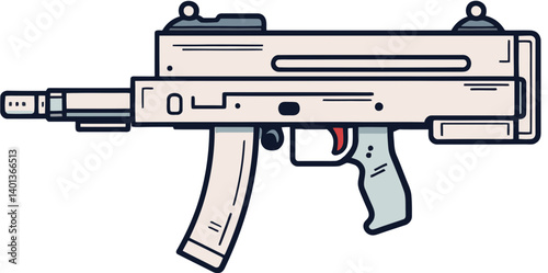 Stylized Submachine Gun in Art Submachine Gun with Firing Effects SVG