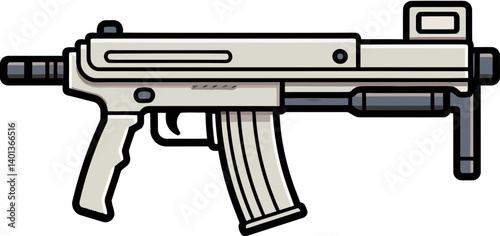 Submachine Gun with Firing Effects Digital Submachine Gun with Silencer PNG