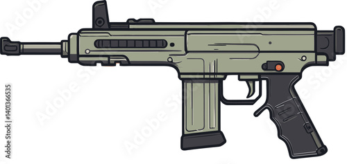 Detailed Submachine Gun Icon in Format Submachine Gun with Laser Sight Art