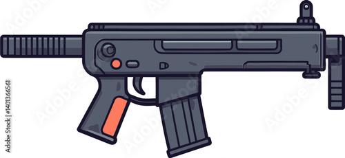 Submachine Gun in Firing Action PNG Submachine Gun with Silencer and Stock SVG