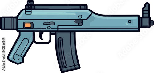 Submachine Gun with Laser Sight Art Submachine Gun in Firing Action PNG