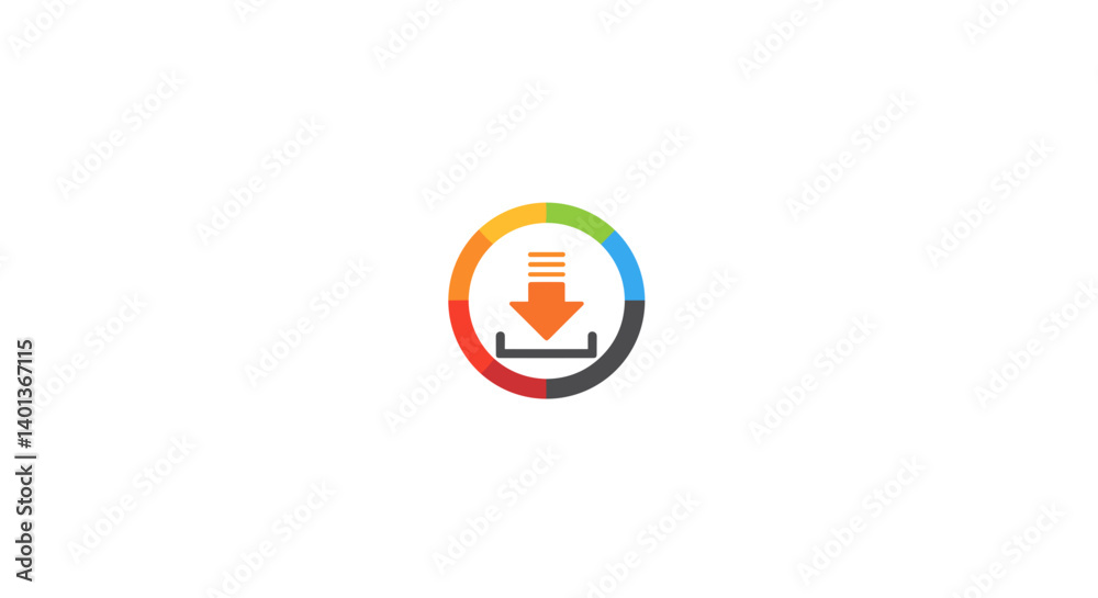 Download icon in circular design with colorful segments Download icon in circular design with colorful segments