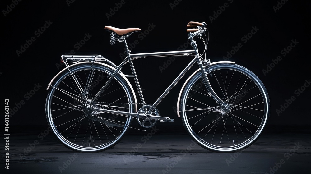 Fototapeta premium A classic bicycle displayed against a dark background, showcasing its sleek design.