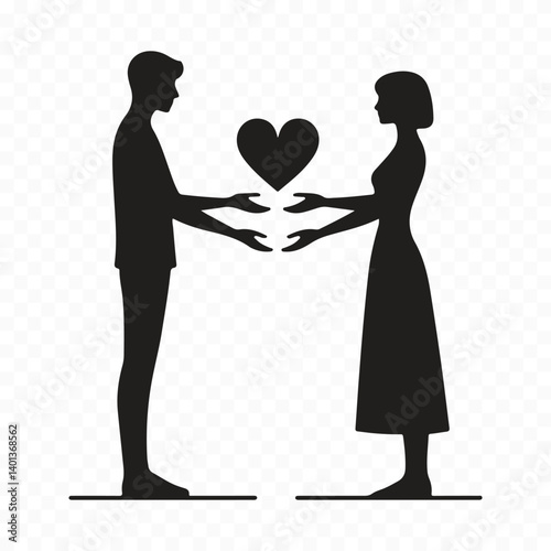 Romantic embrace silhouette shared under invisible moon