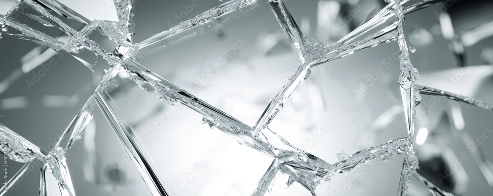 A close-up of shattered glass pieces reflecting light beautifully. A close-up of shattered glass pieces reflecting light beautifully.