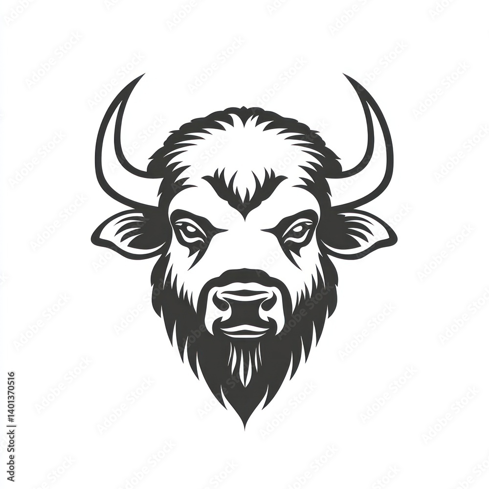 Fototapeta premium Bison Head Silhouette