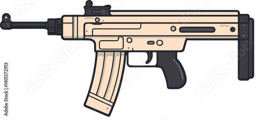 Submachine Gun with Tactical Scope PNG Illustration of Submachine Gun with Grip