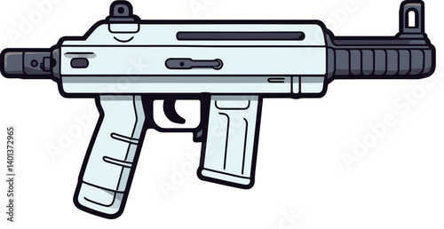 Submachine Gun with Compact Silencer Submachine Gun in Military Action PNG