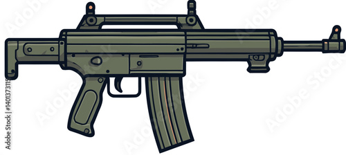 Submachine Gun with Fast Reload Art Submachine Gun with Laser Sight and Magazine SVG