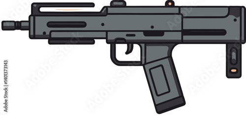 of Submachine Gun with Tactical Rail PNG Submachine Gun with Folding Stock and Grip SVG
