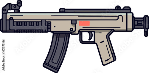 Submachine Gun in Tactical Position PNG High-Resolution Submachine Gun Art