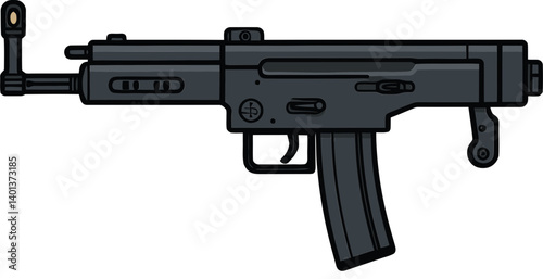 Submachine Gun with Detachable Grip PNG Military Submachine Gun with Scope Vector