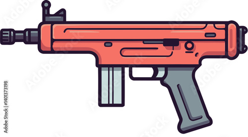 High-Resolution Submachine Gun Art Submachine Gun with Quick Draw Action SVG