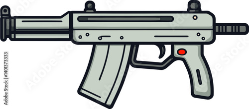 Submachine Gun with Enhanced Barrel and Scope PNG Submachine Gun with Tactical Muzzle SVG