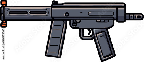 Submachine Gun with Tactical Muzzle and Stock Realistic Submachine Gun with Details