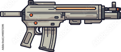 Submachine Gun with Laser and Grip Submachine Gun with Muzzle Flash and Recoil PNG
