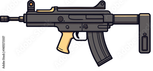 Submachine Gun with High-Capacity Clip Digital Submachine Gun with Recoil Effects PNG