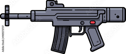 Submachine Gun with Detachable Stock Submachine Gun with Quick Magazine Change PNG