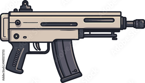 Military Submachine Gun with Tactical Muzzle Submachine Gun with Quick Targeting SVG