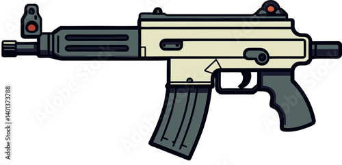 Submachine Gun with Quick Targeting Submachine Gun in Detailed Firing Action PNG