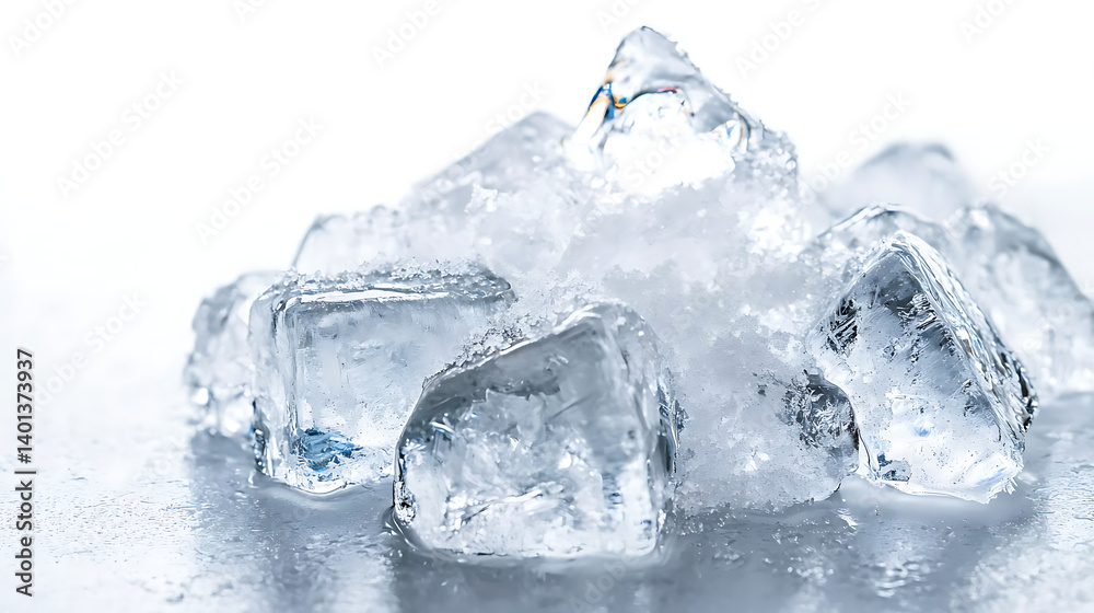 A pile of ice cubes on a white surface. Generated using AI. A pile of ice cubes on a white surface. Generated using AI.