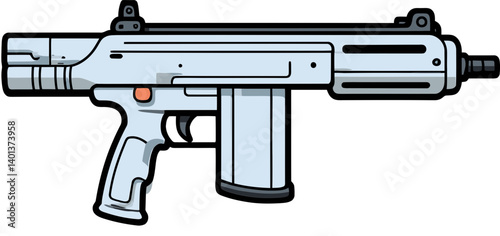 Submachine Gun with Enhanced Trigger Action Digital Submachine Gun with Recoil and Muzzle PNG