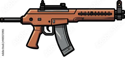 Submachine Gun with Folding Stock and Scope Submachine Gun with Firing Muzzle Flash PNG