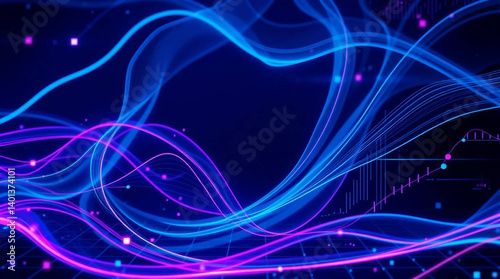 Cyber Big Data Flow Particles Bokeh. Digital Neural Network. Concept of AI Artificial Intelligence Technology Machine Deep Learning. Digital Communication. Science Technology Background 