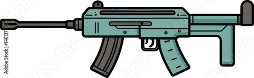 Digital Submachine Gun with Adjustable Muzzle Flash Submachine Gun with Laser Sight and Muzzle Flash PNG