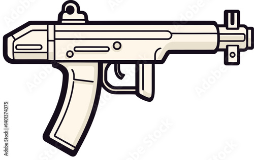 Military Submachine Gun with Firing Effects PNG Submachine Gun with Quick-Fire Action and Laser SVG