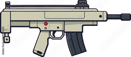 Submachine Gun with Suppressor and Muzzle Flash PNG Submachine Gun with Tactical Grip and Scope Vector