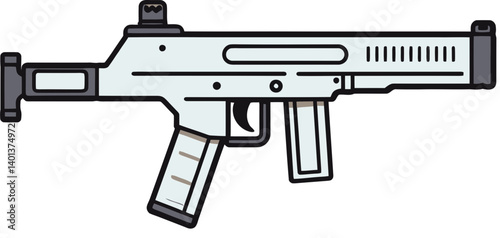 SMG Firing Submachine Gun Clipart PNG