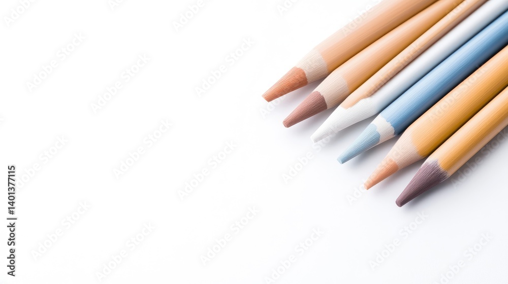 Fototapeta premium Assorted colored pencils in pastel shades