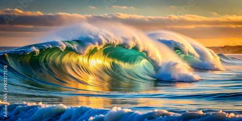Waves rolling in perfect symmetry toward the horizon