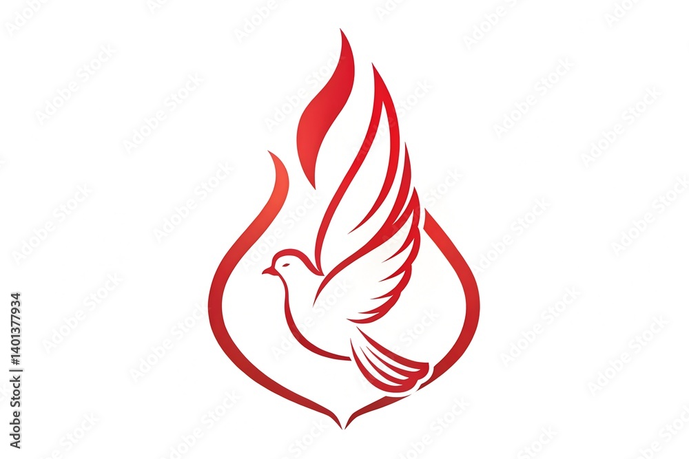 Holy Spirit Flame & Dove Minimalist Christian Art