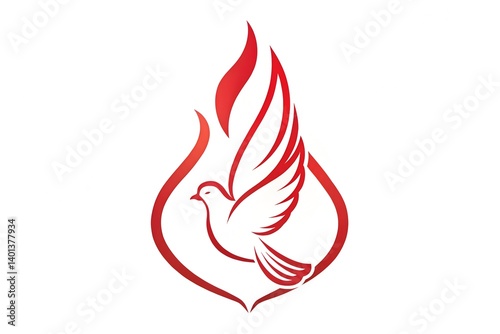 Holy Spirit Flame & Dove Minimalist Christian Art
