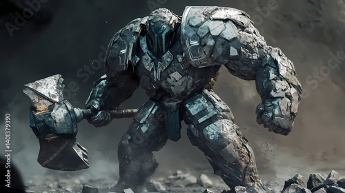 A titan forged from earth. Forge of Titans. Illustration