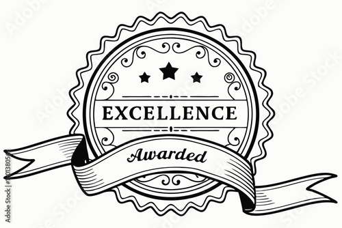 Excellence Awarded Badge Vintage Style Seal of Approval Graphic