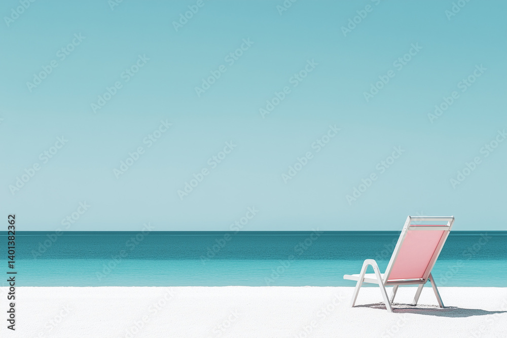 Beach Chair on White Sand – Tropical Paradise Banner with Copy Space – Clear Blue Water & Sky – Vacation & Travel Marketing Beach Chair on White Sand – Tropical Paradise Banner with Copy Space – Clear Blue Water & Sky – Vacation & Travel Marketing
